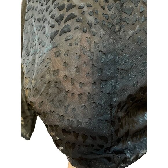 Kimono Blouse Novelty Hearts Sheer Brocade Oversized Black Edgy Chic Designer - Picture 5 of 8